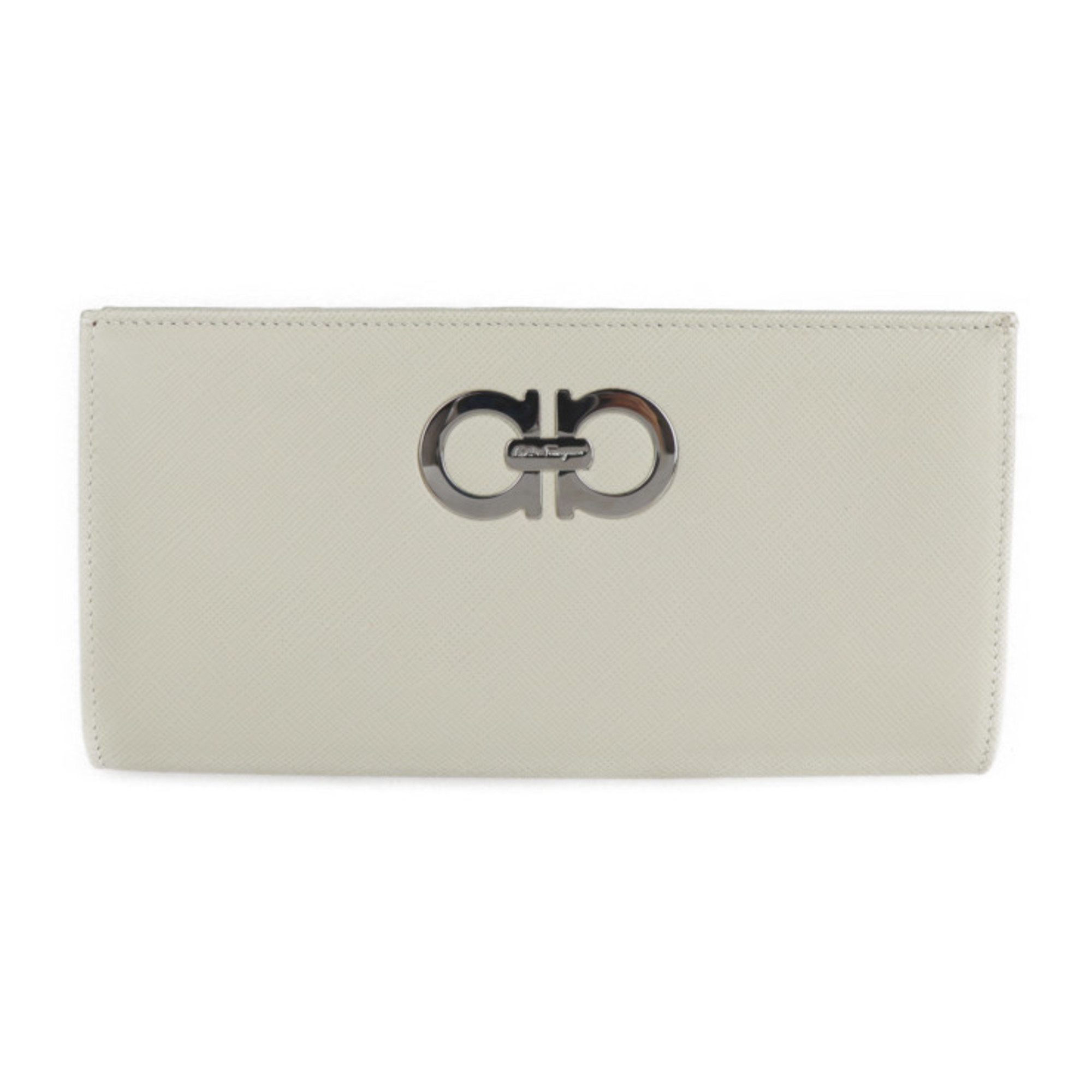 Salvatore Ferragamo Gancini Bifold Wallet 22 7698 Leather Ivory Long